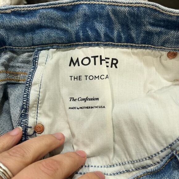Mother Tomcat Jeans High Rise Cropped Straight Leg Confession Wash Size 30 - Picture 9 of 11